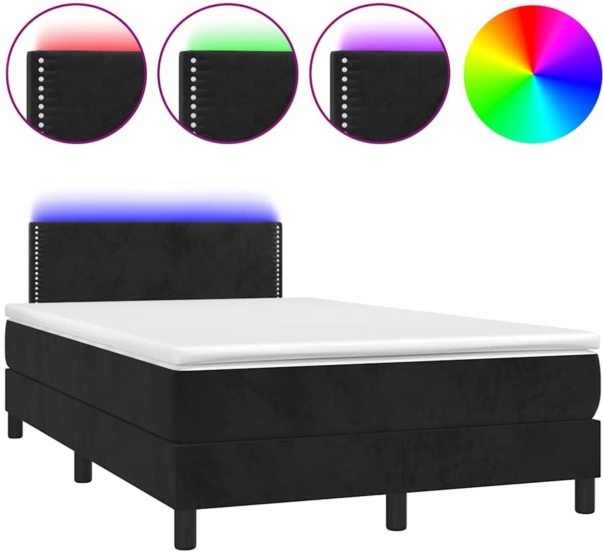 Vidaxl Kontinentalbett Mit Matratze Und LED, Schwarz, 120X190 Cm