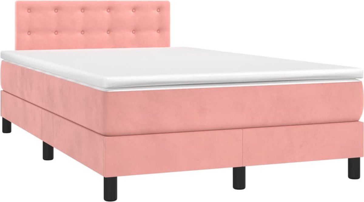 Vidaxl Kontinentalbett Mit Matratze, Rosa, 120X190 Cm, Samt