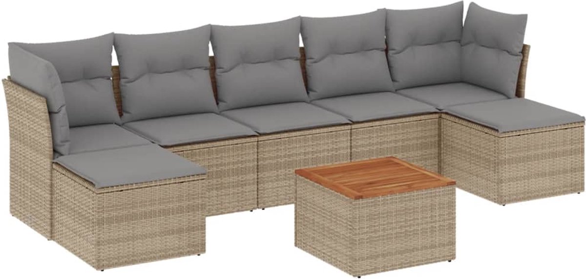 Vidaxl 8-Cz. Gartenmöbel-Set mit Kissen, gemischtes Beige
