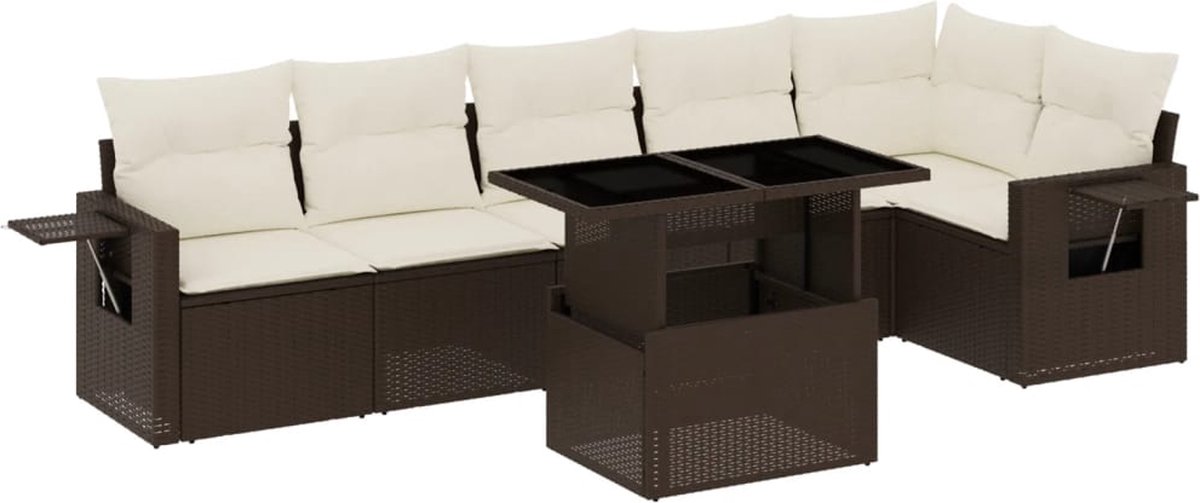 Vidaxl 7-Cz. Garten-Sitzgruppe, Mit Kissen, Braun