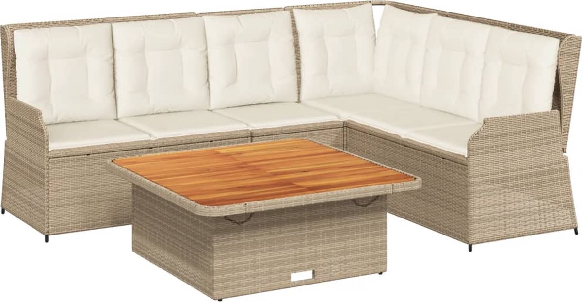 Vidaxl 5-Cz. Gartenmöbel, Mit Kissen, Beiger Polyrattan