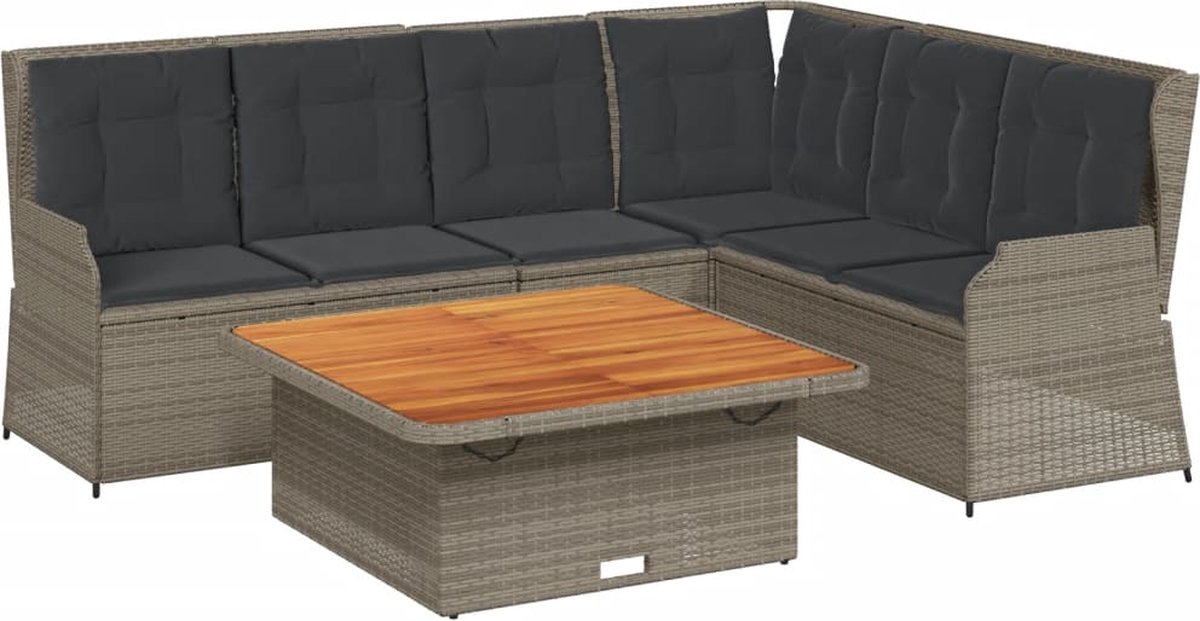Vidaxl 5-Cz. Garten-Sitzgruppe, Kissen, Grau, Rattan PE