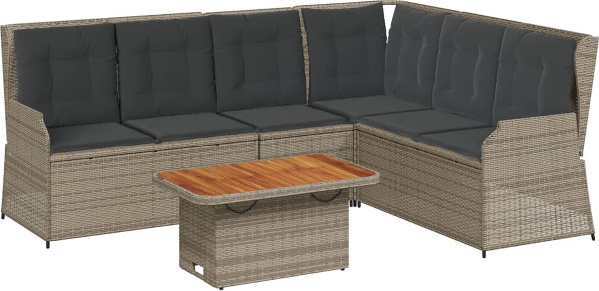 Vidaxl 5-Cz. Garten-Sitzgruppe, Kissen, Grau, Rattan PE