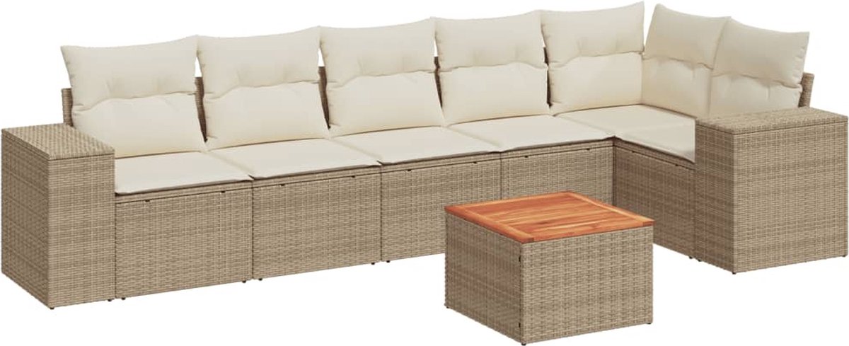 Vidaxl 7-Cz. Garten-Sitzgruppe, Mit Kissen, Beige