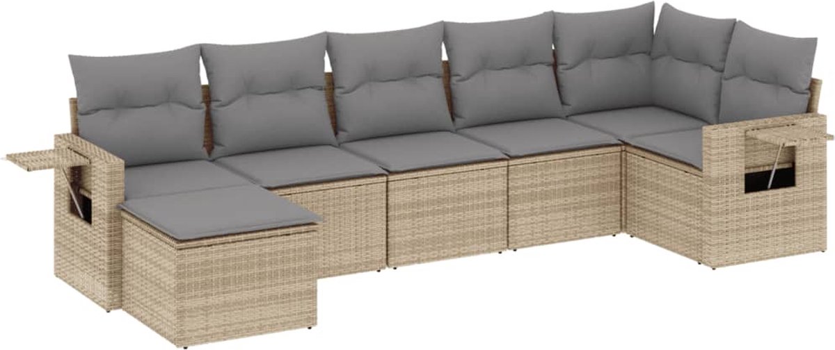Vidaxl 7-Cz. Garten-Sitzgruppe, Mit Kissen, Beige