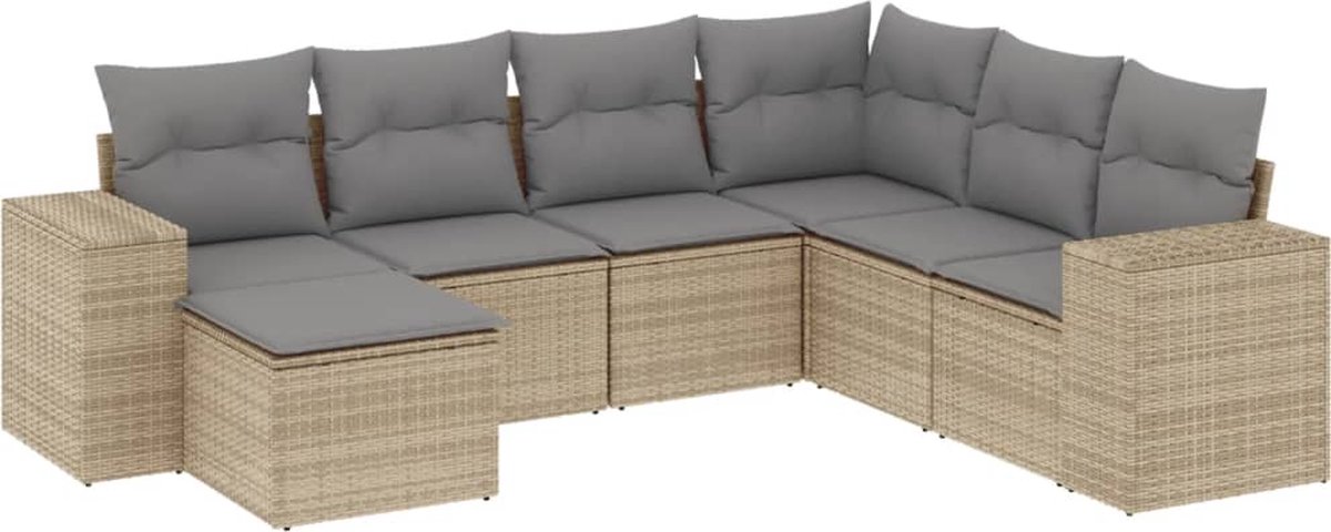 Vidaxl 7-Cz. Garten-Sitzgruppe, Mit Kissen, Beige