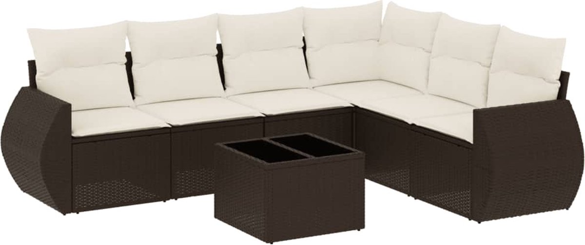 Vidaxl 7-Cz. Garten-Sitzgruppe, Mit Kissen, Braun