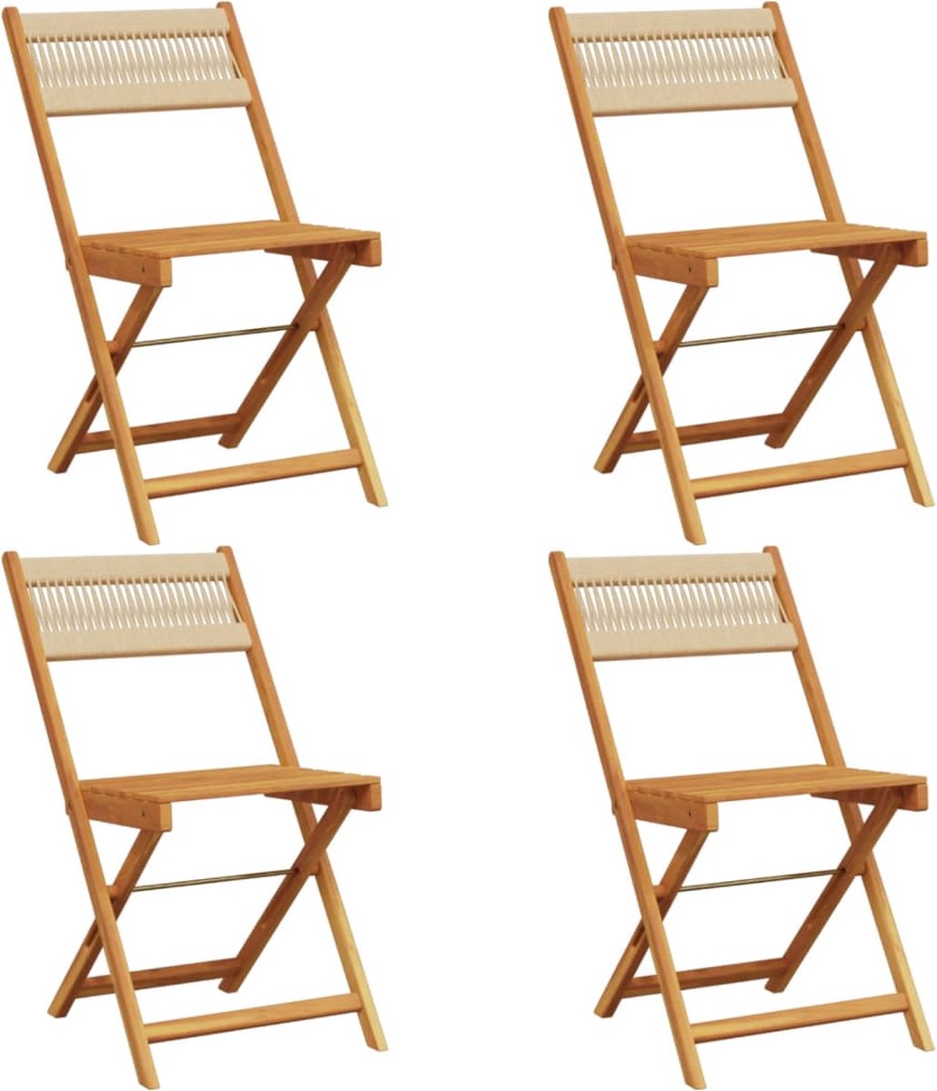 Vidaxl Klappbare Gartenstühle, 4 Stück, Beige, Massives Akazienholz