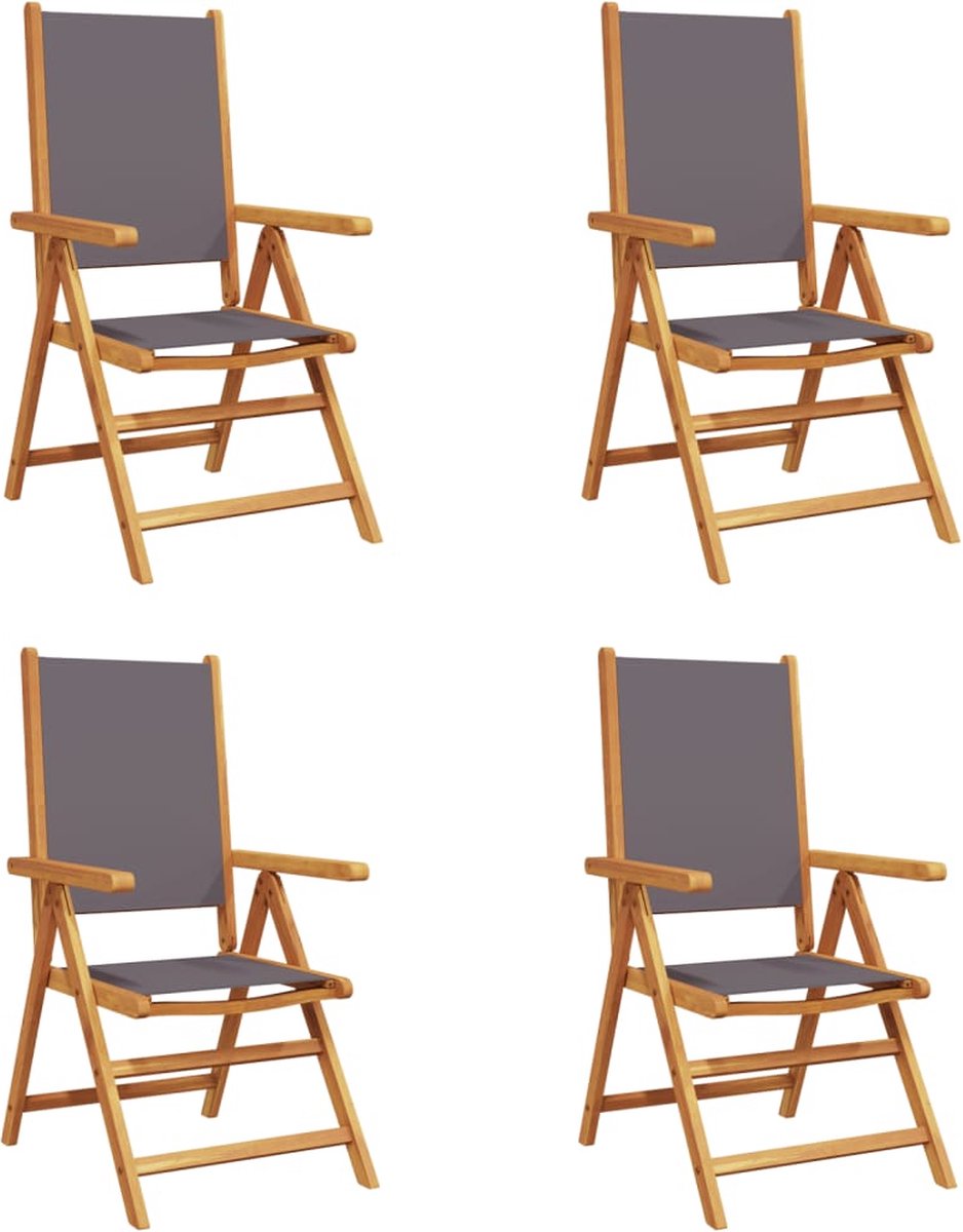 Vidaxl Klappbare Gartenstühle, 4 Stück, Anthrazit, Holz und Stoff