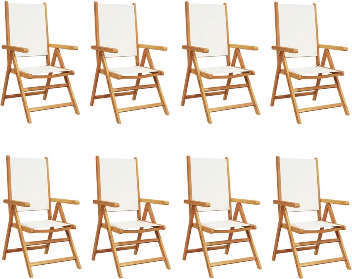 Vidaxl Klappbare Gartenstühle, 8 Stück, Cremefarben, Holz und Stoff