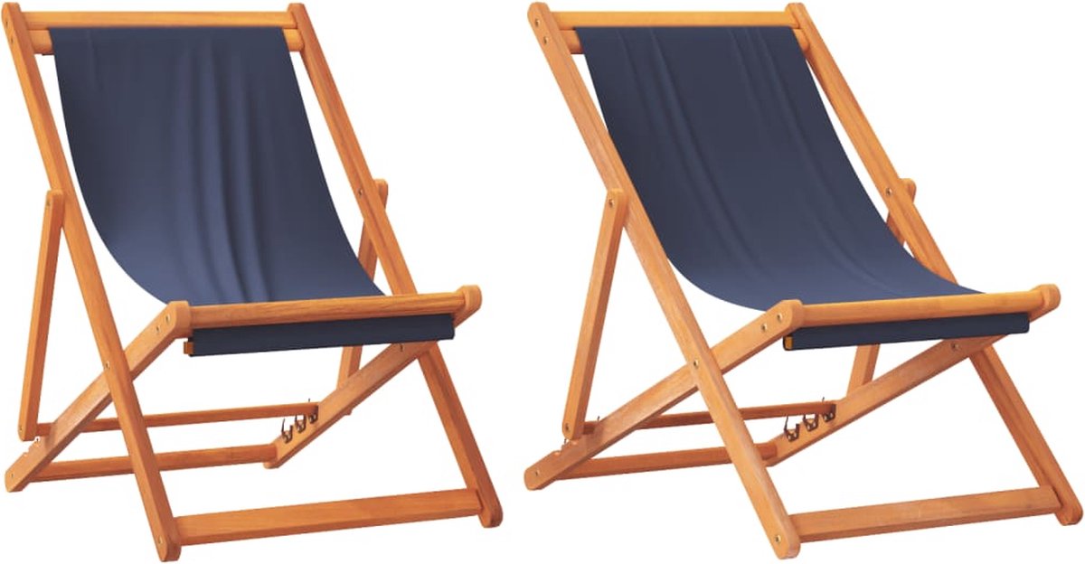 Vidaxl Klapp-Strandstühle, 2 Stück, Blau, Stoffbezogen