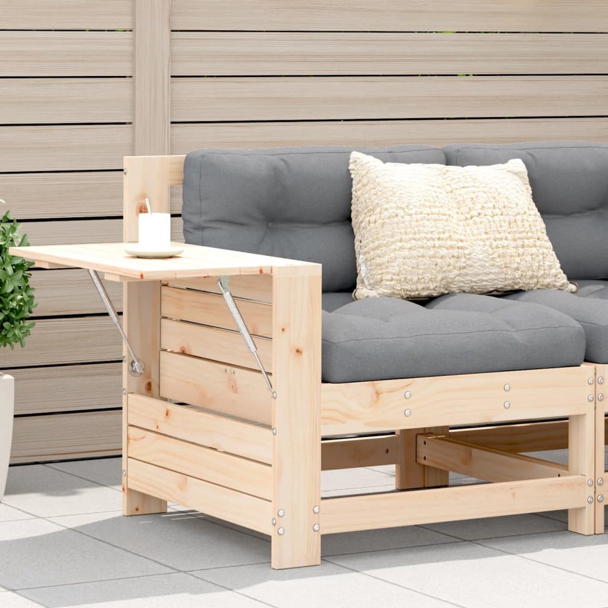Vidaxl Gartenstuhl mit Armlehne und Kissen, Kiefernholz