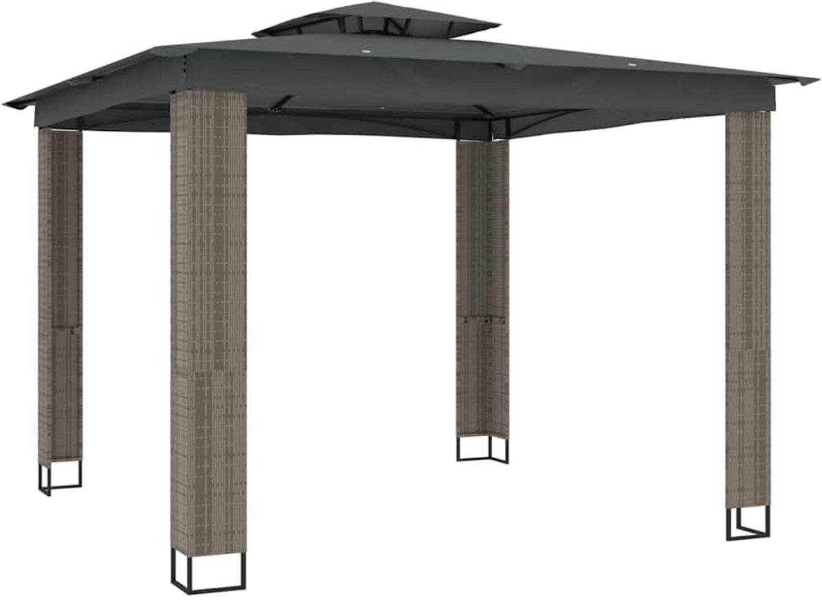 Vidaxl Gartenlaube mit Doppelüberdachung, Anthrazit, 2,94 x 2,94 m