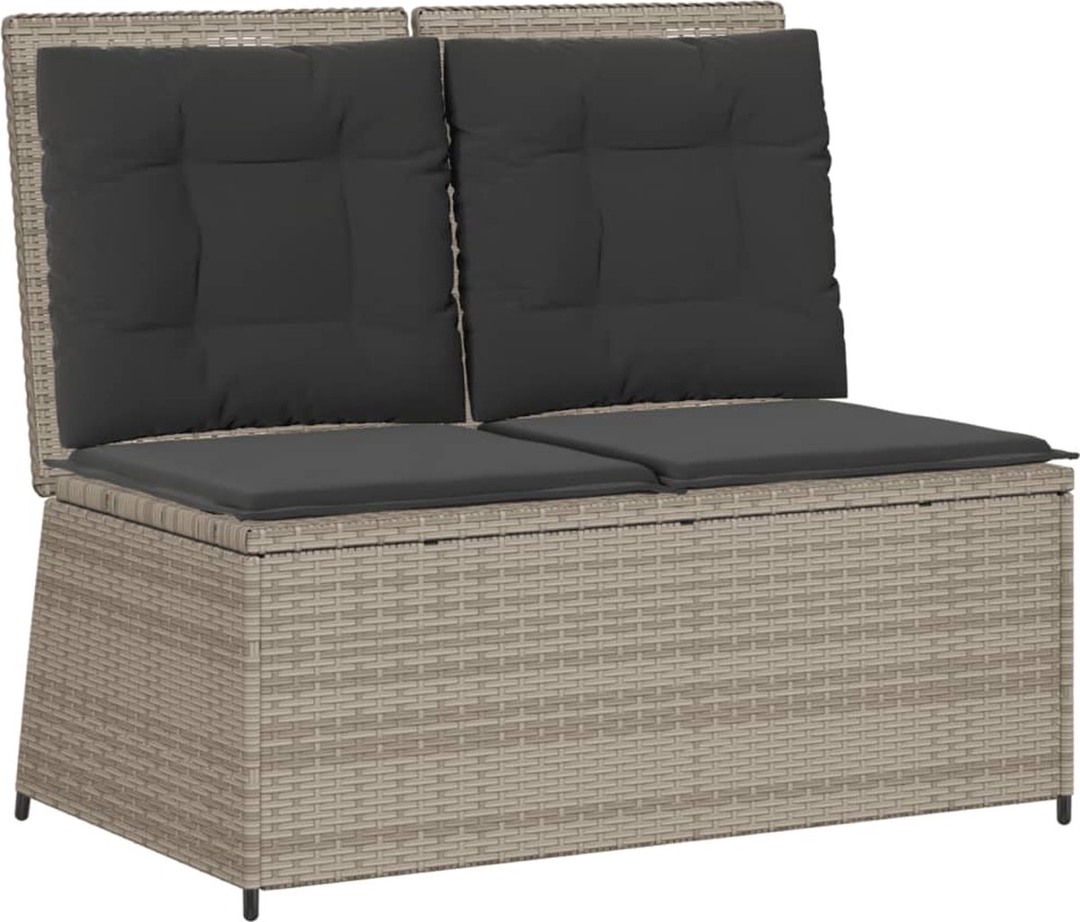 Vidaxl Klappbare Gartenbank Mit Kissen, Hellgrau, Polyrattan