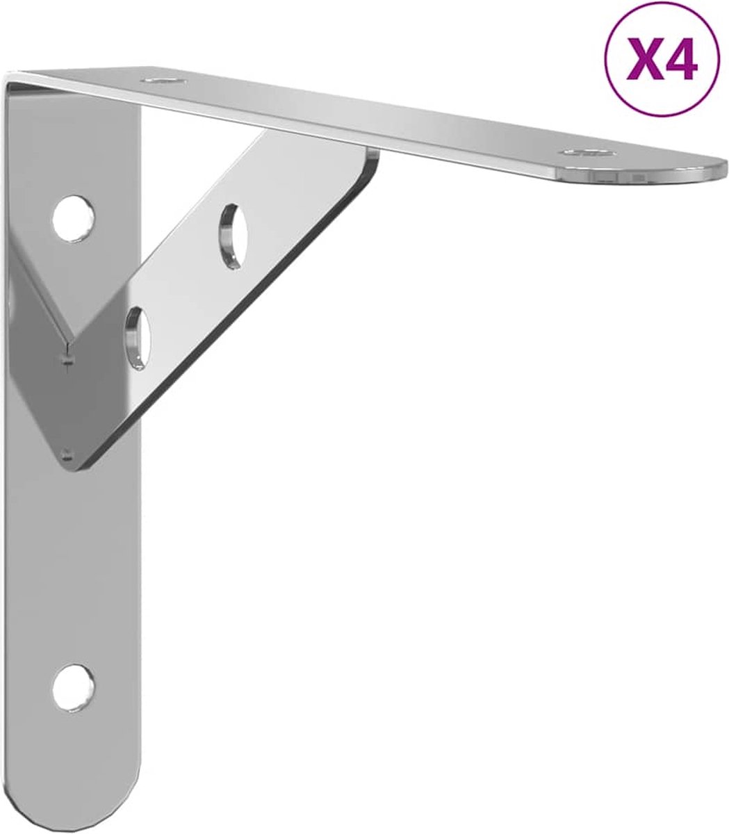 Vidaxl Regalhalterungen, 4 Stück, 20x2,5x14 cm, Silberner Stahl