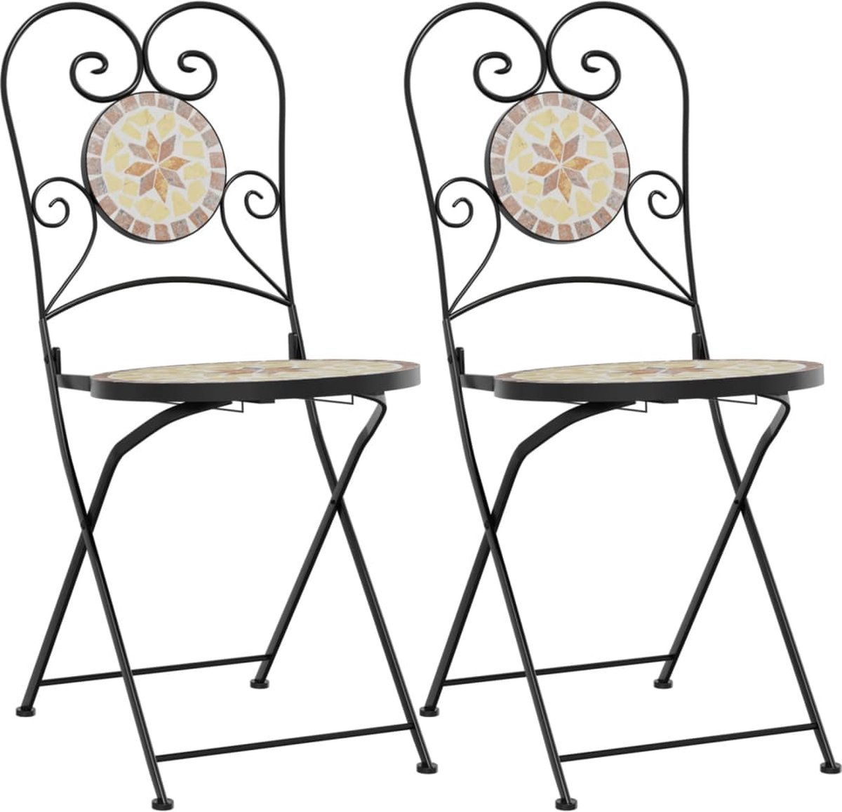 Vidaxl Klappbare Bistrostühle, 2 Stück,. Terrakotta-Weiß, Keramik