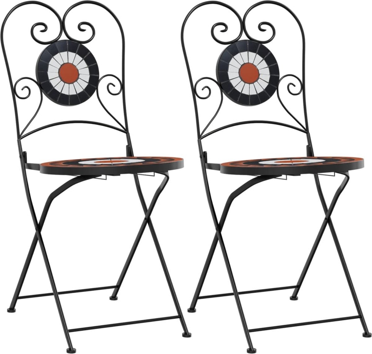Vidaxl Klappbare Bistrostühle, 2 Stück,. Terrakotta-Weiß, Keramik