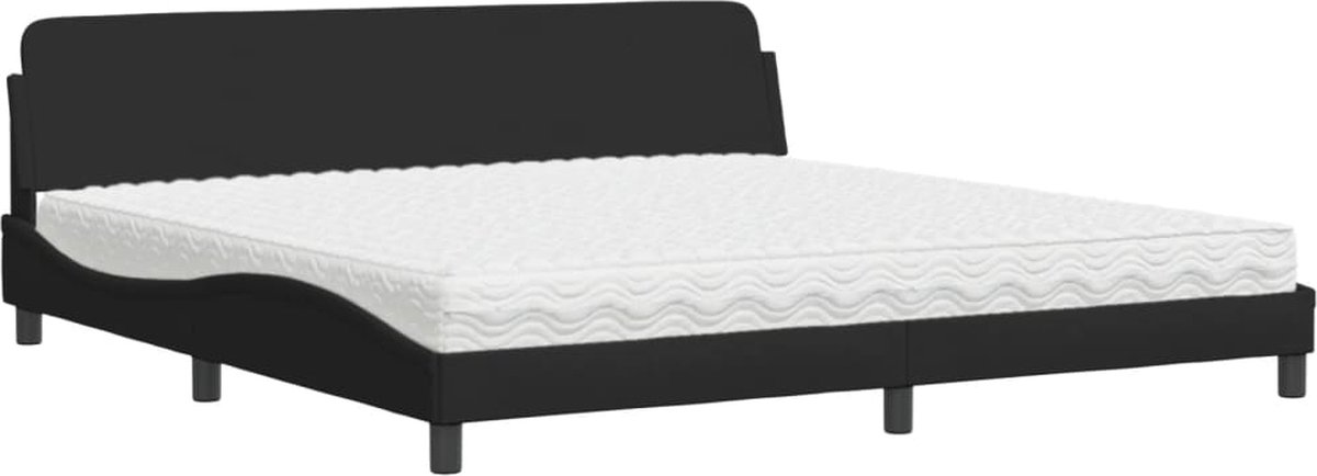Vidaxl Bett mit Matratze, Schwarz, 200x200 cm, Stoffbezogen