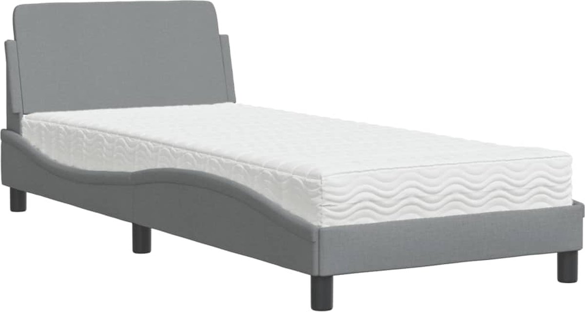 Vidaxl Bett mit Matratze, Hellgrau, 80x200 cm, Stoffbezogen