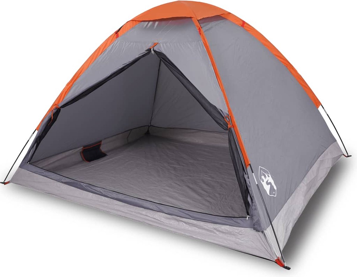 Vidaxl Campingzelt, 2-Personen, Grau-Orange, Wasserdicht