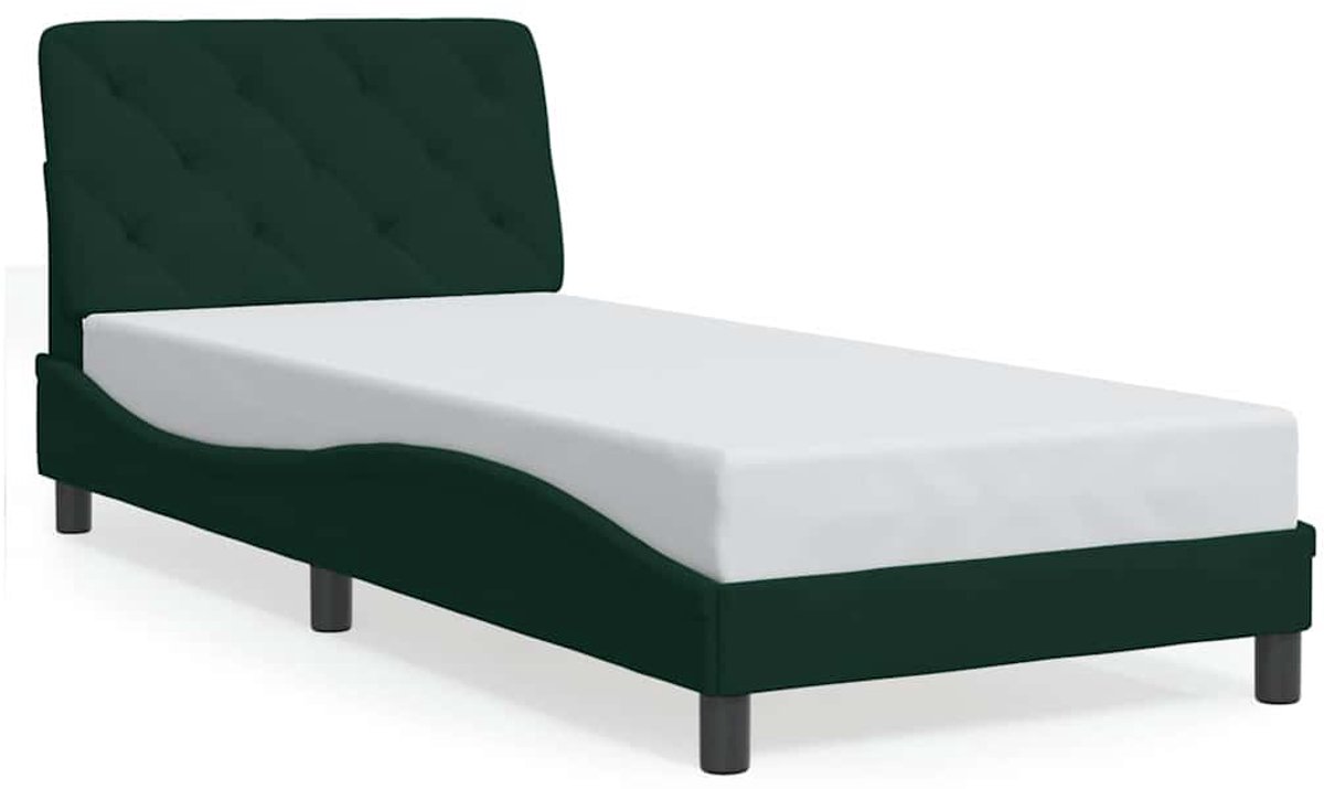 Vidaxl Bettgestell Ohne Matratze, Dunkelgrün, 90X190 Cm, Samt