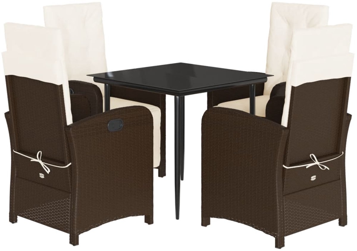 Vidaxl 5-Cz. Gartenmöbel-Set mit Kissen, Braun, Polyrattan