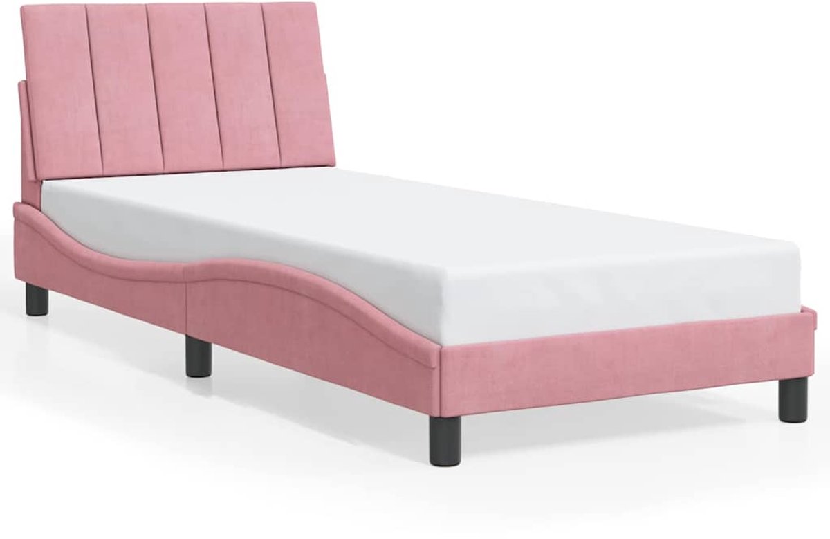 Vidaxl Bettrahmen mit Kopfteil, Rosa, 90x190 cm, Samt