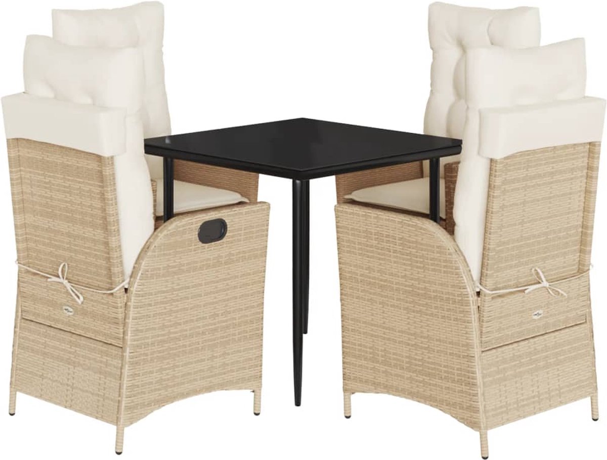 Vidaxl 5-Cz. Gartenmöbel-Set mit Kissen, Beige, Polyrattan