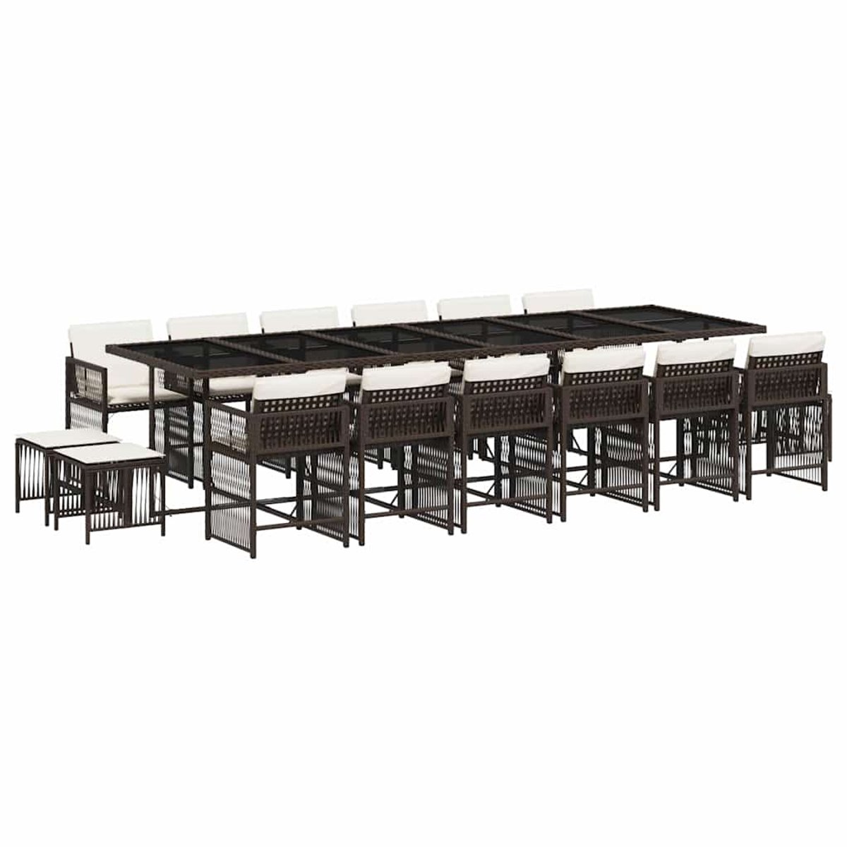 Vidaxl 17-Cz. Gartenmöbel-Set mit Kissen, Braun, PE-Rattan