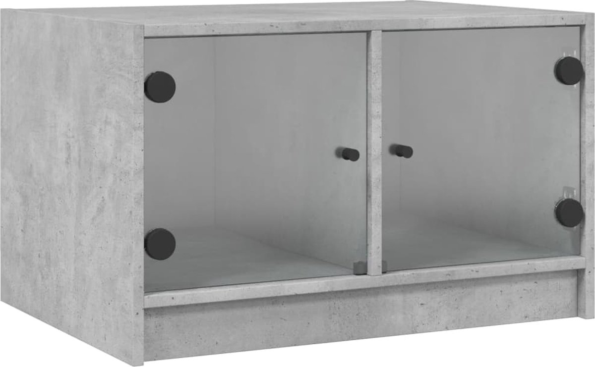 Vidaxl Couchtisch, Glastür, Beton Grau, 68X50X42 Cm