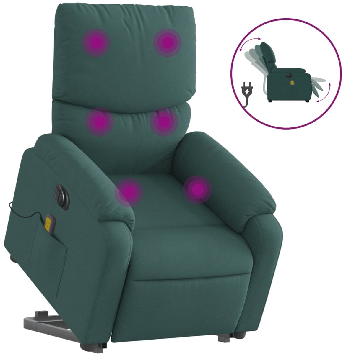 Vidaxl Aufstehhilfe Massagesessel, Elektrisch, Verstellbar, Grün