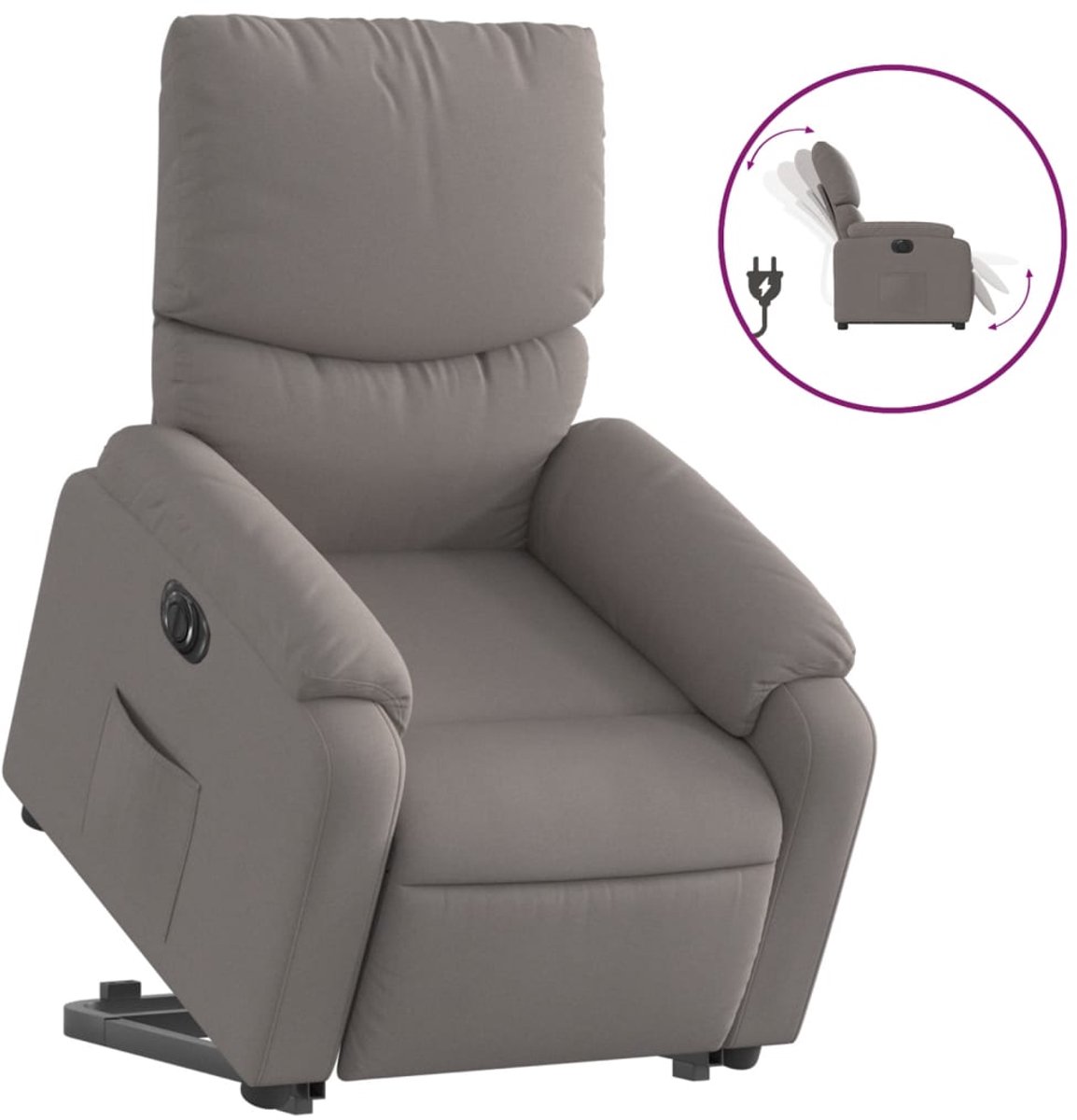 Vidaxl Aufstehsessel, Elektrisch, Farbe Taupe, Stoff