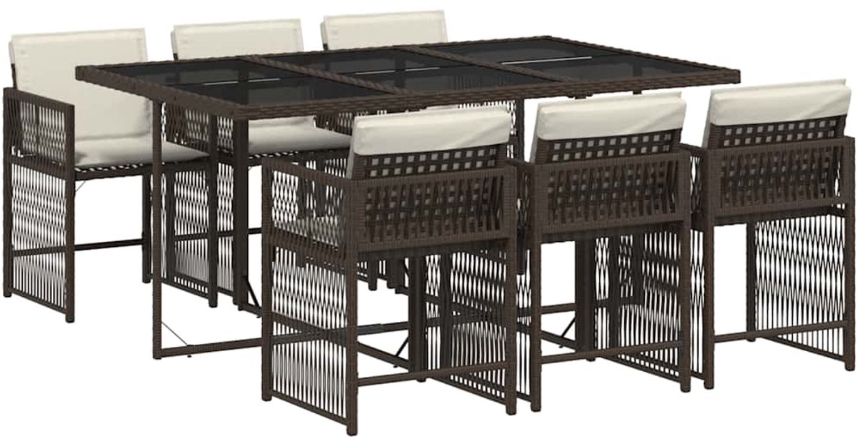 Vidaxl 7-Cz. Gartenmöbel-Set, Mit Kissen, Braun, PE-Rattan