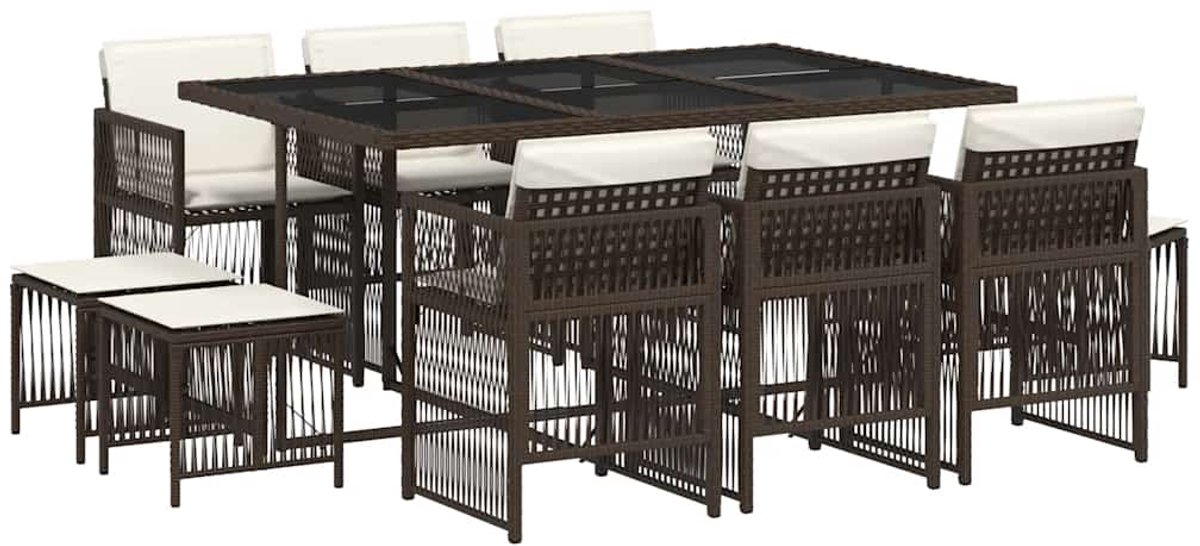 Vidaxl 11-Cz. Gartenmöbel-Set, Kissen, Braun, PE-Rattan