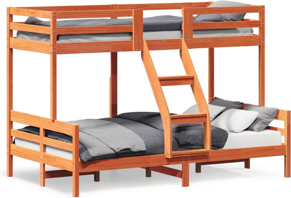 Vidaxl Etagenbett, 90x200/120x200 cm, Wachsbraun, Kiefernholz