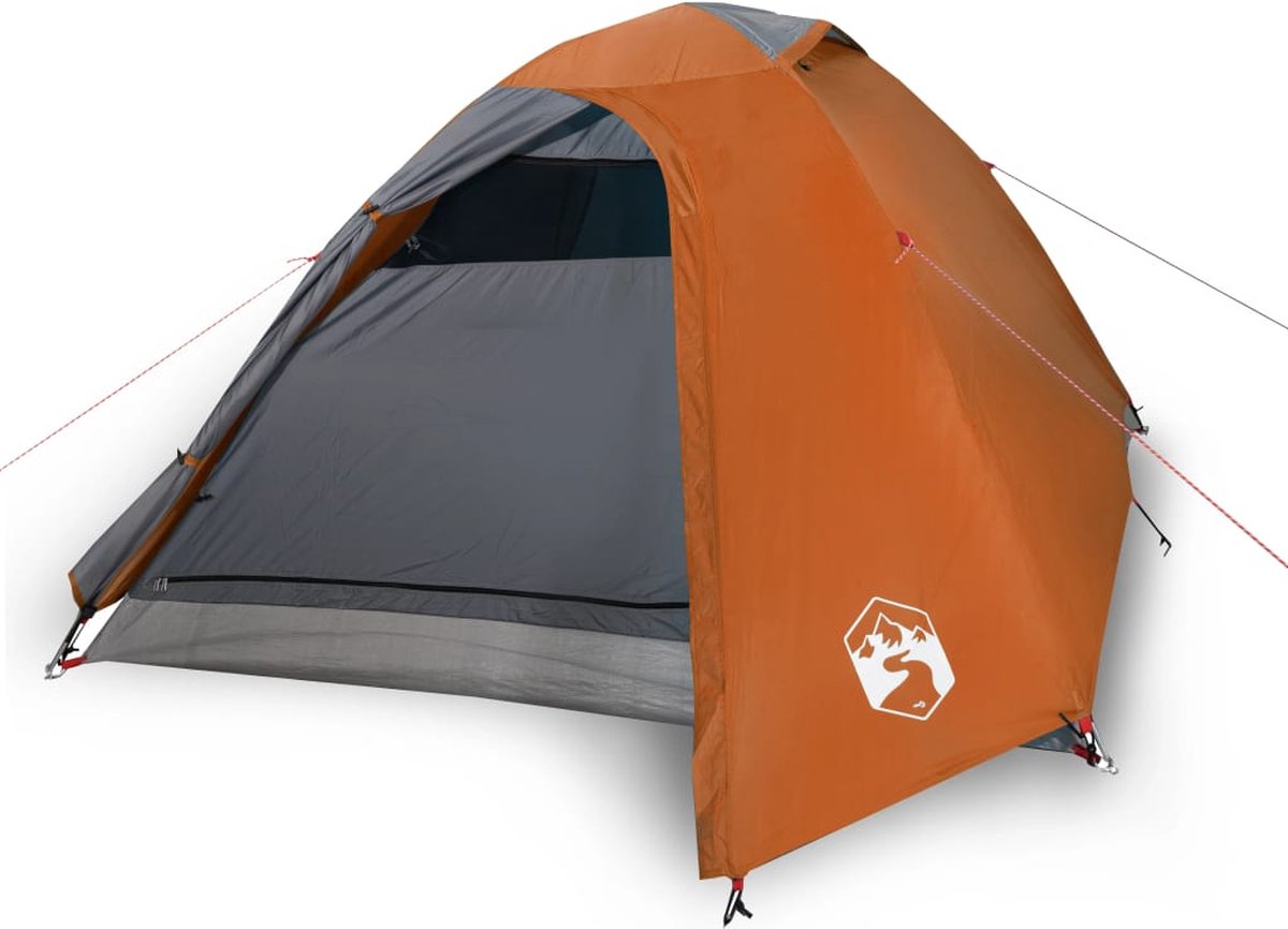 Vidaxl Campingzelt, 2-Personen, Grau-Orange, Wasserdicht