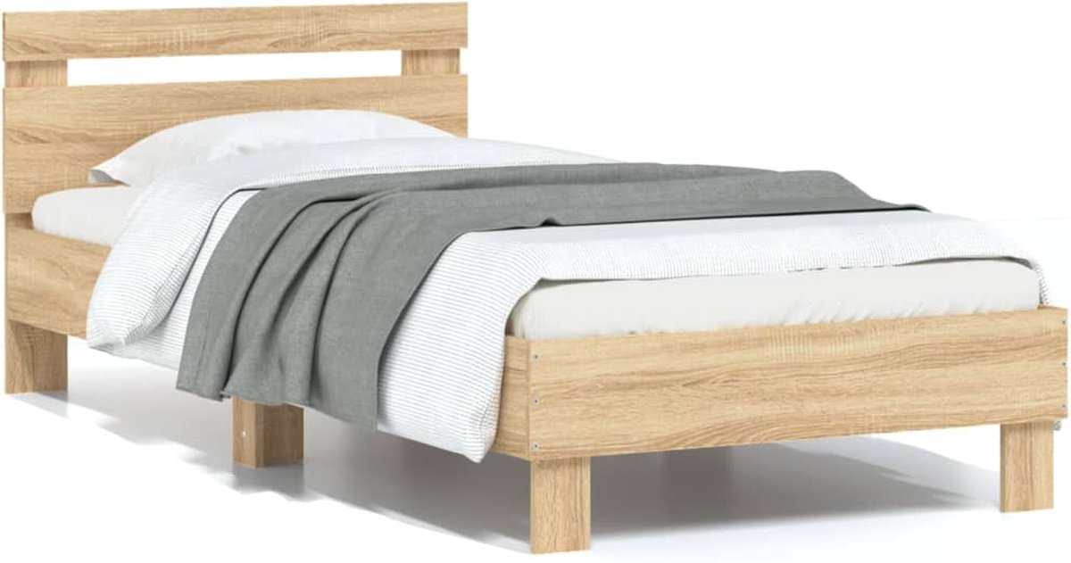 Vidaxl Bett mit Kopfteil, Ohne Matratze, Sonoma-Eiche, 90X190 Cm