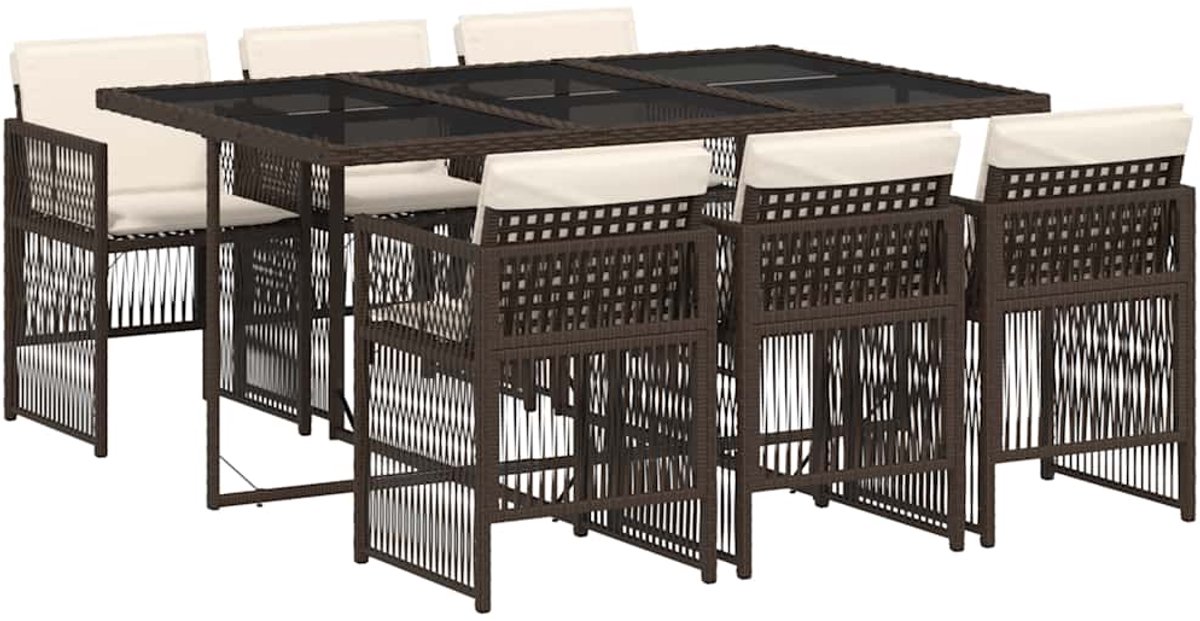 Vidaxl 7-Cz. Gartenmöbel-Set, Mit Kissen, Braun, PE-Rattan