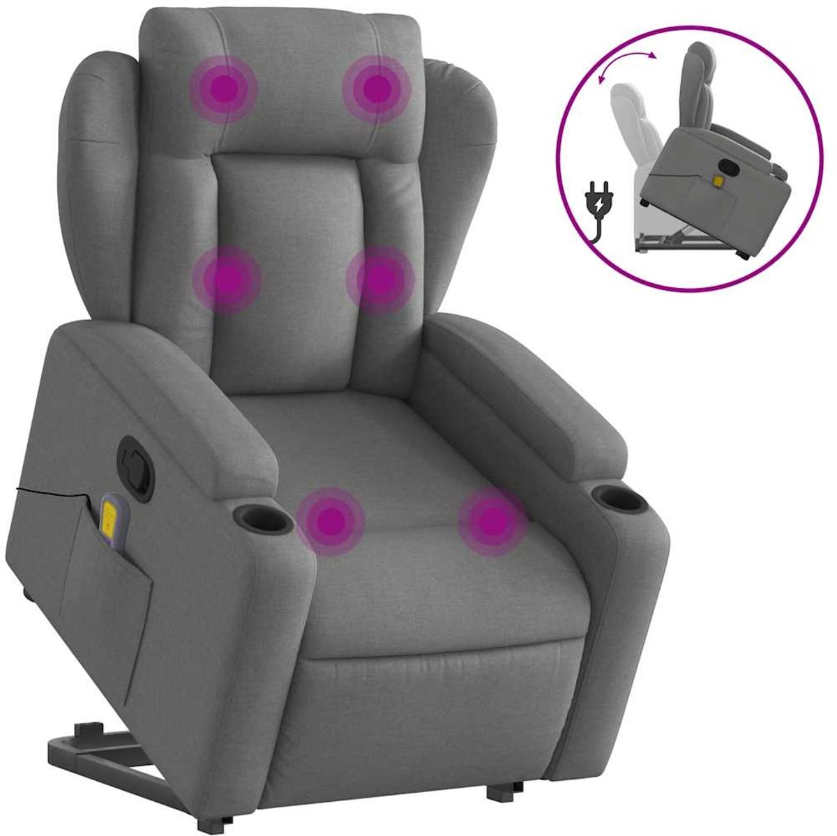Vidaxl Aufstehhilfe Massagesessel, Verstellbar, Dunkelgrau, Stoff
