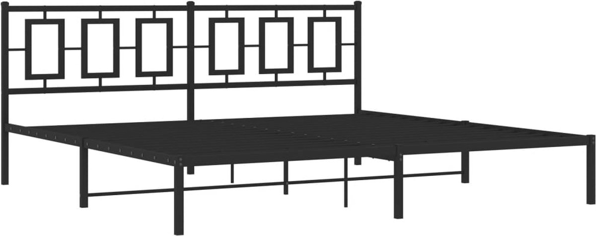 Vidaxl Metall-Bettgestell Mit Kopfteil, Schwarz, 193X203 Cm