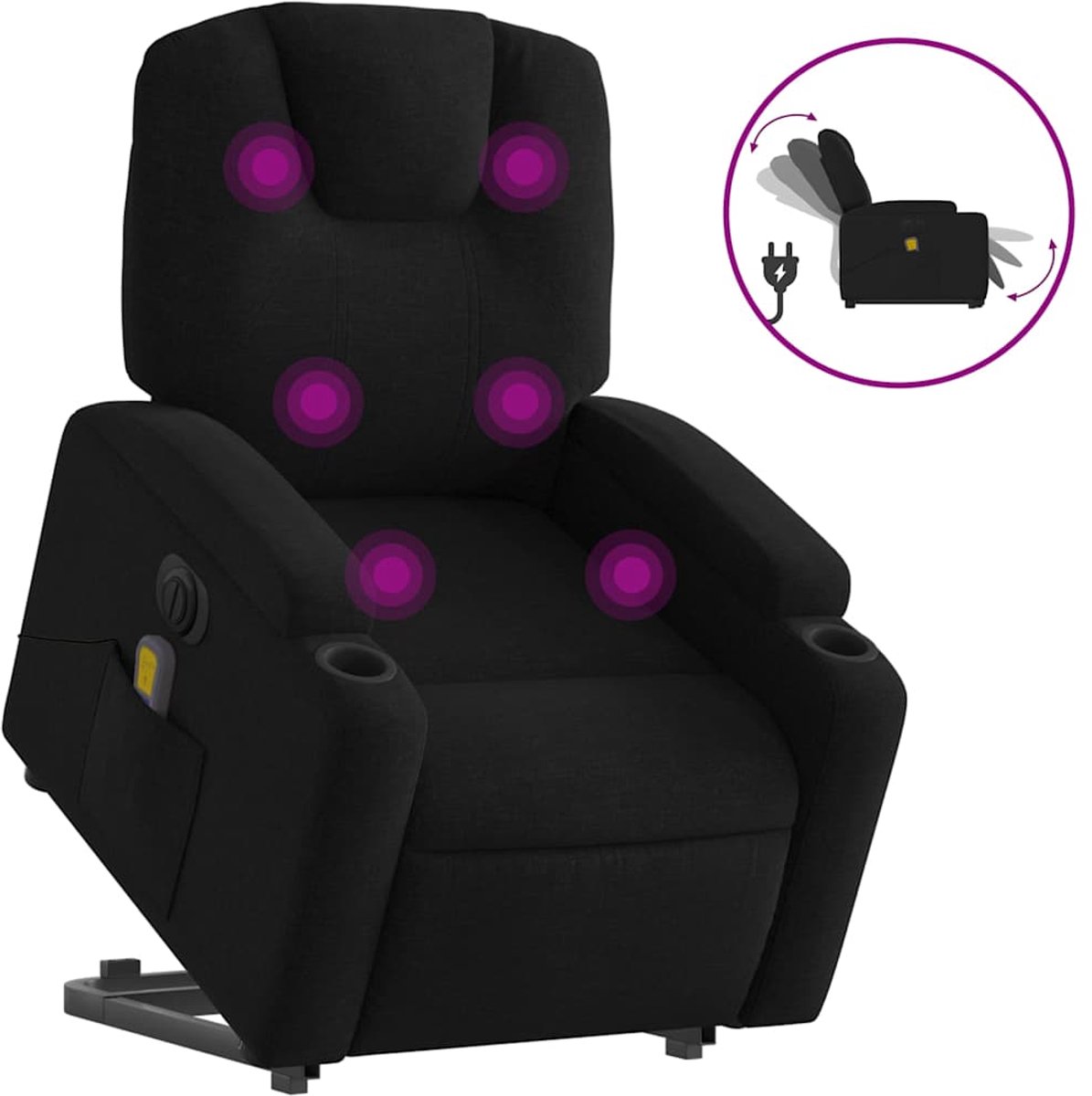 Vidaxl Aufstehhilfe Massagesessel, Elektrisch, Verstellbar, Schwarz