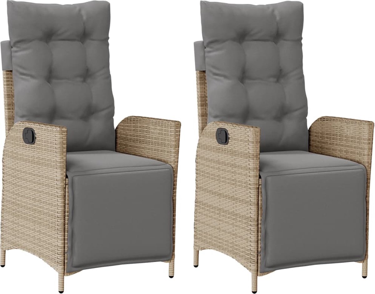 Vidaxl Klappbare Gartenstühle Mit Fußstütze, 2 Stück, Gemischtes Beige