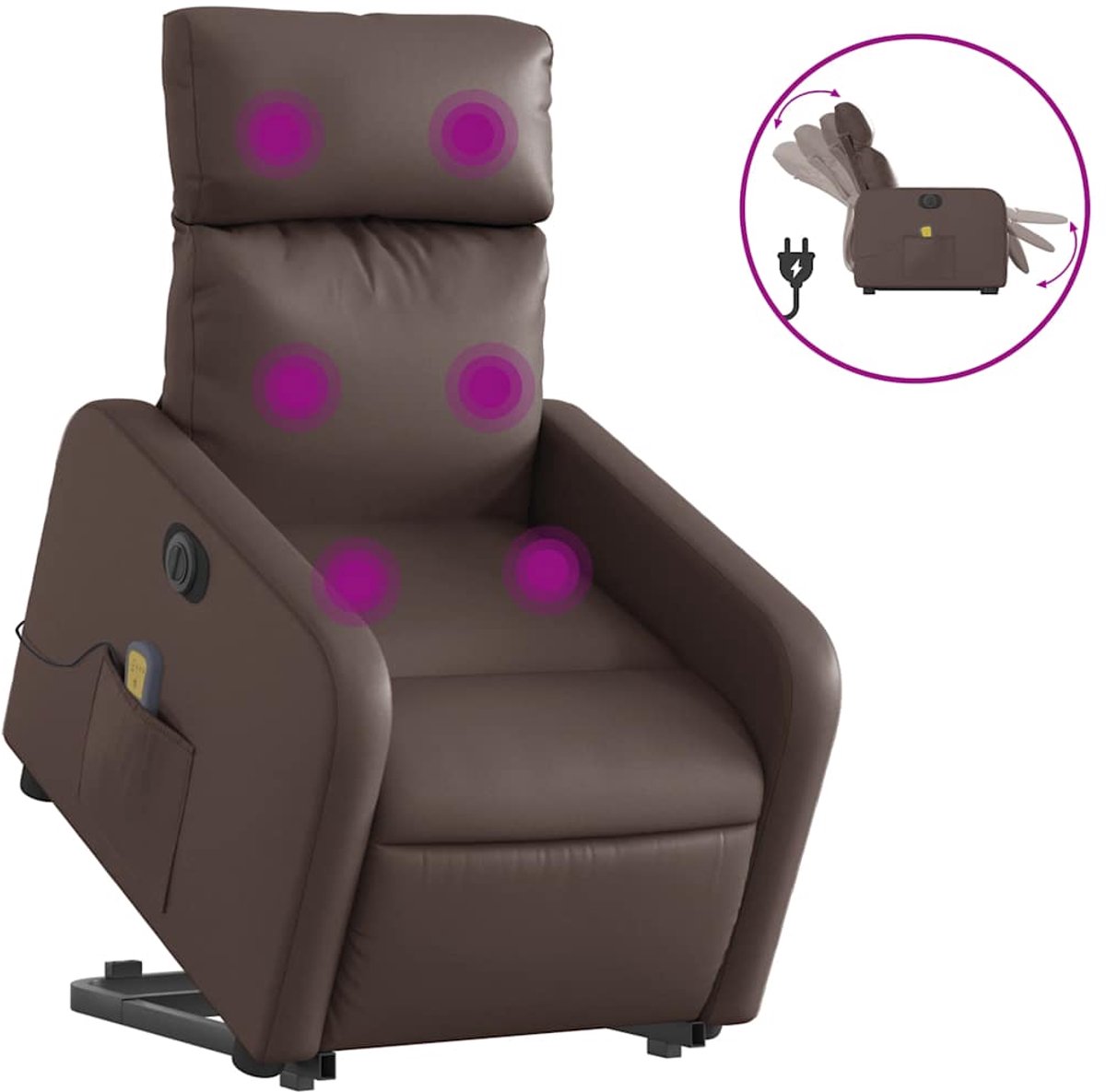 Vidaxl Aufstellbarer Sessel mit Massagefunktion, Elektrisch, Braun