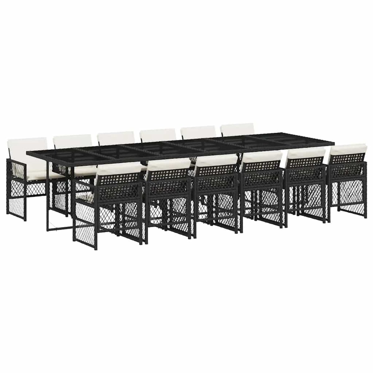 Vidaxl 13-Cz. Gartenmöbel-Set, Kissen, Schwarz, PE-Rattan
