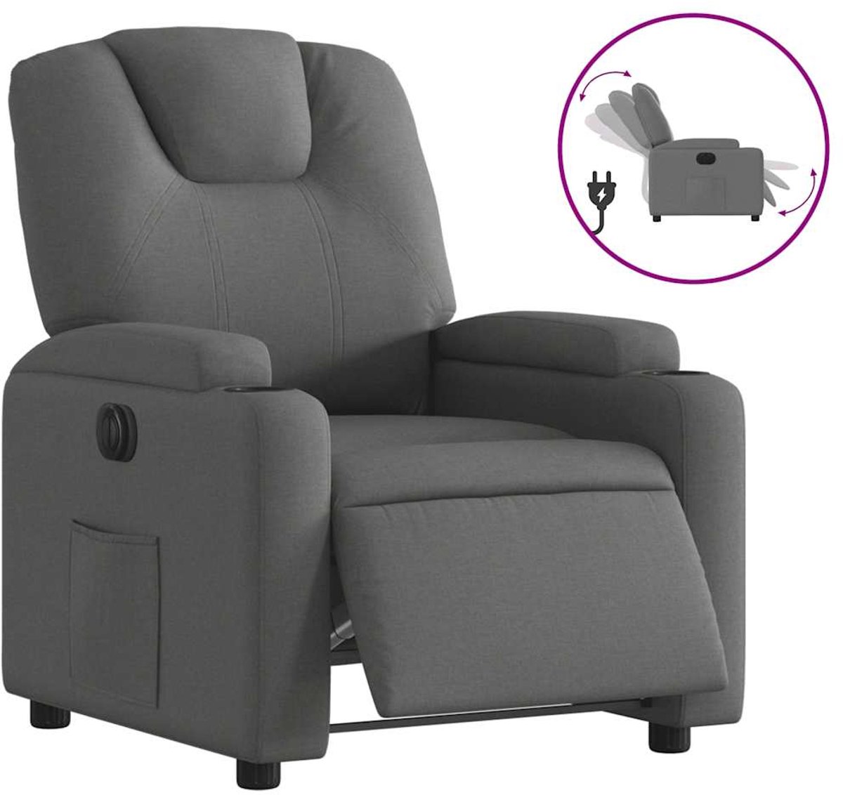 Vidaxl Elektrischer Relaxsessel, Dunkelgrau, Stoffbezogen