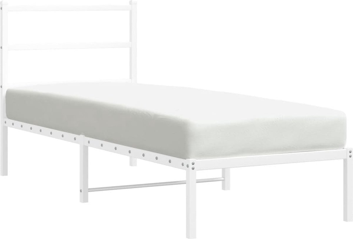 Vidaxl Metallbett mit Kopfteil, Ohne Matratze, Weiß, 75X190 Cm