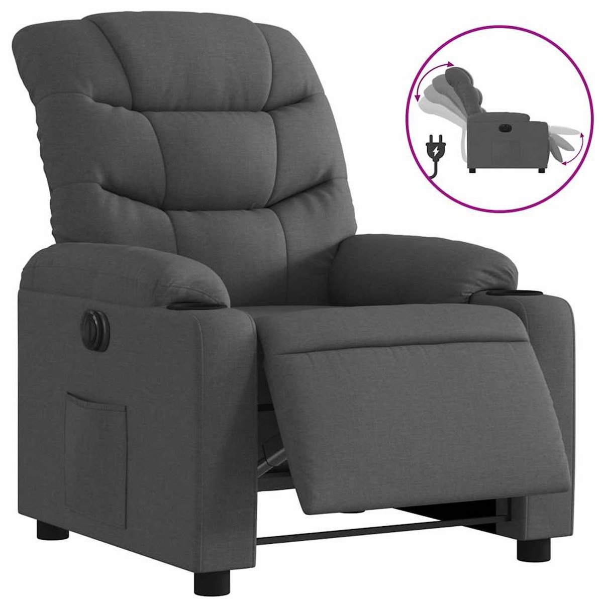 Vidaxl Elektrischer Relaxsessel, Dunkelgrau, Stoffbezogen