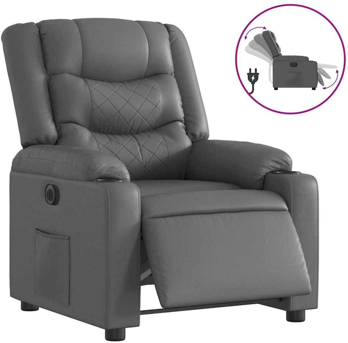 Vidaxl Elektrischer Relaxsessel, Grau, Mit Kunstleder bezogen