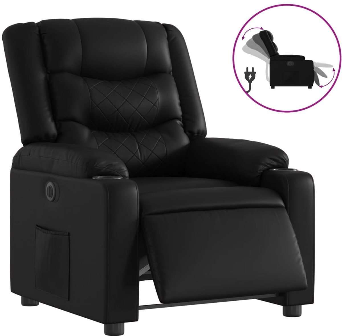 Vidaxl Elektrischer Relaxsessel, Schwarz, Mit Kunstleder bezogen