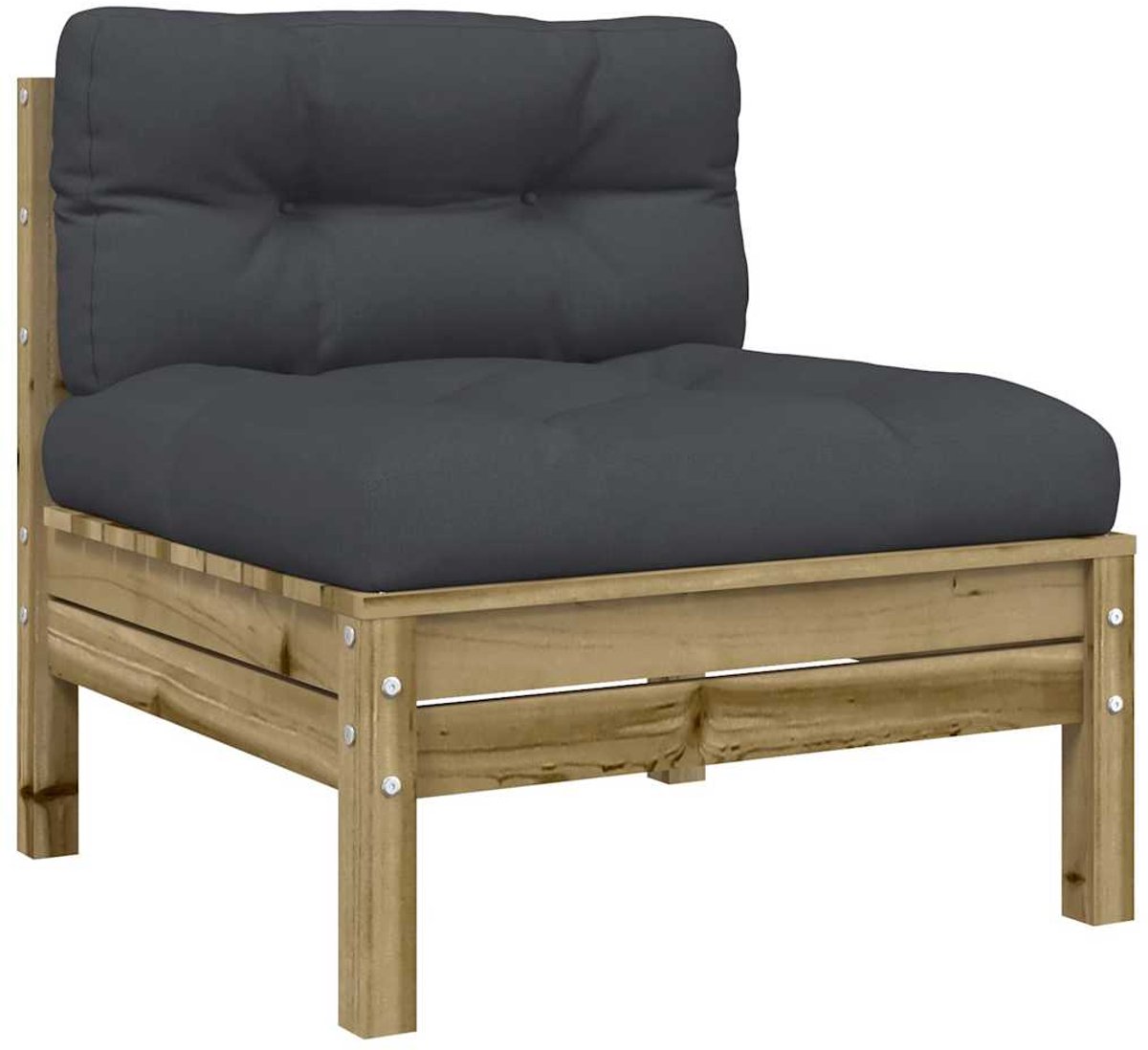 Vidaxl Gartensofa Ohne Armlehnen, Kissen, Imprägniertes Kiefernholz